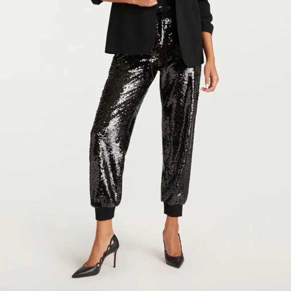 Cinq A Sept Giles Sequin Jogger Pants in Black NWOT, Size M